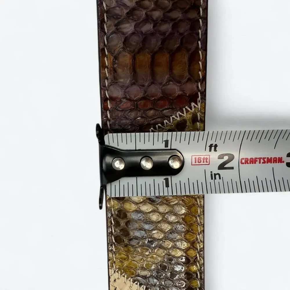 Vintage Italian Patchwork Belt Mens 115 Genuine Snakeskin Leather Exotic 90s